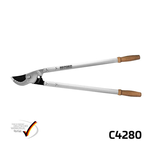 Now available in Australia through Cannings: Berger German-made MegaCutter loppers with cork handles. 82cm reach, forged steel head, oil reservoir, and shock absorbers for powerful, precise cutting.
