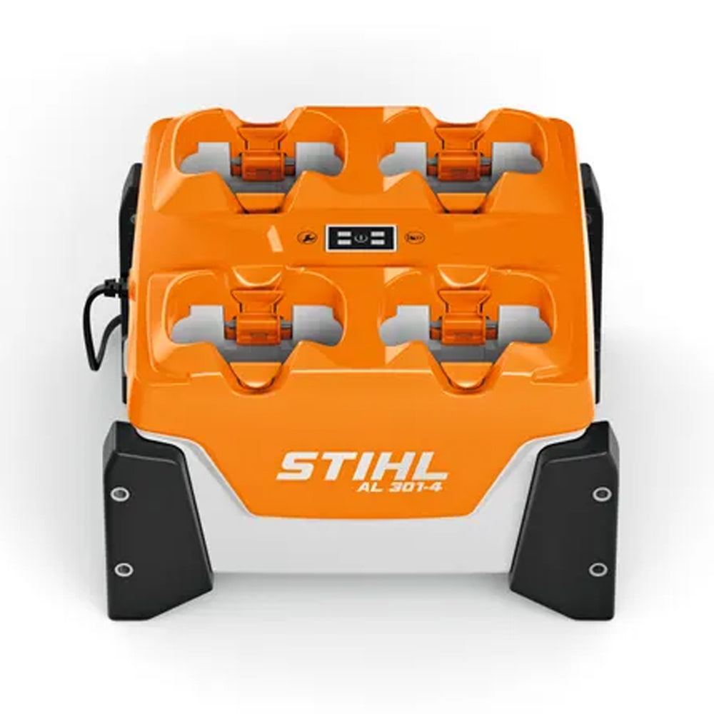 top view AL 301-4 Multi-Battery Charger. A practical charging solution for keeping AP System batteries ready to go. Charge up to 4 STIHL AP System batteries at once. Shop online or in-store at Cannings. 
